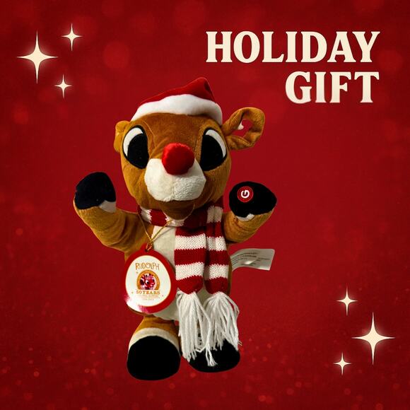 Rudolph the Red-Nosed Reindeer 50th Anniversary Plush | Light-Up Nose | 14” - Picture 1 of 10